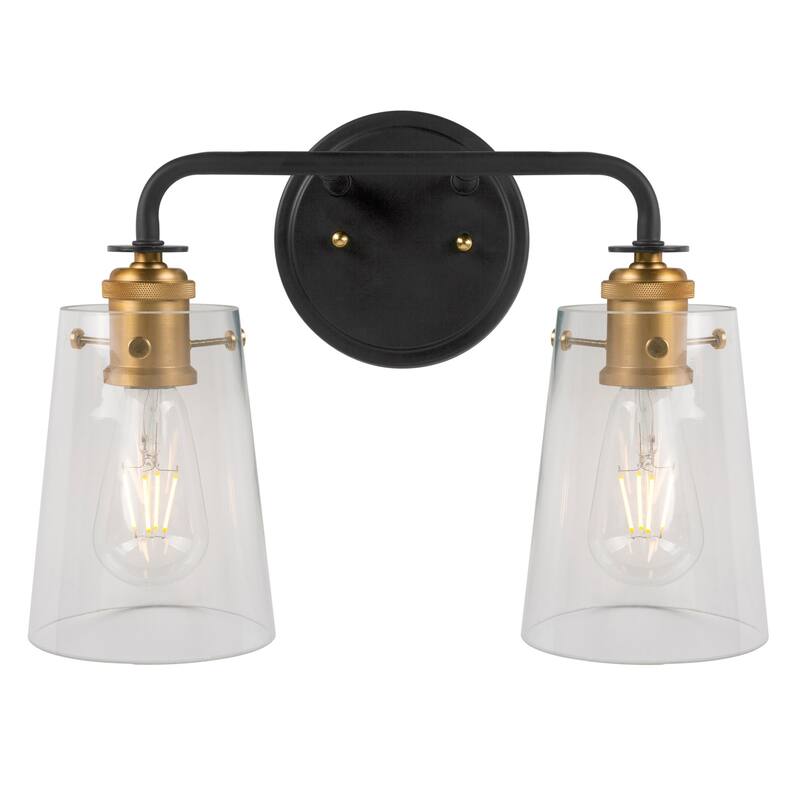Forte Lighting 5118-02 Ronna 2 Light 15" Wide Bathroom Vanity Light - Black and Soft Gold