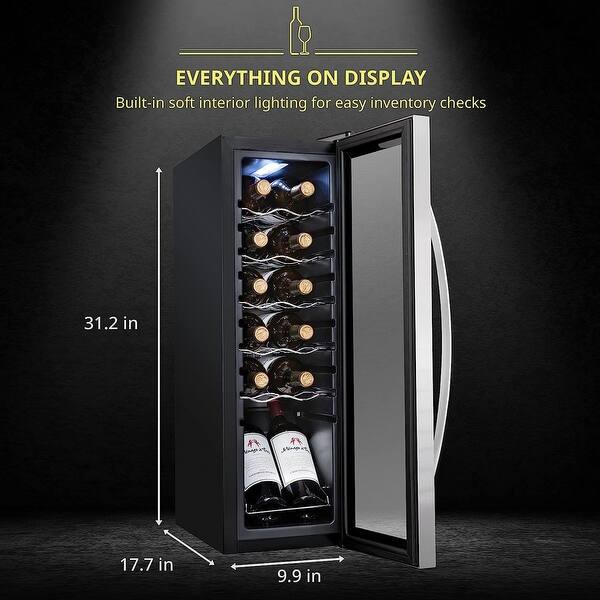 Schmécké 12 Bottle Compressor Wine Cooler Refrigerator with Lock Bed