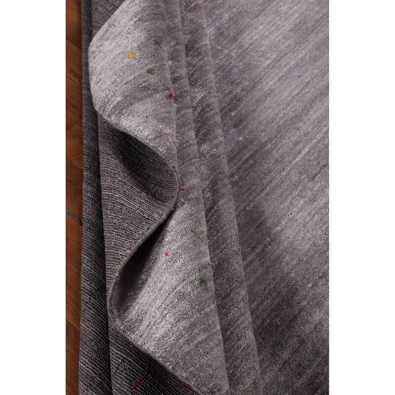 Gabbeh Indian Area Rug Handmade Silk Carpet - 7'10"x 9'9"