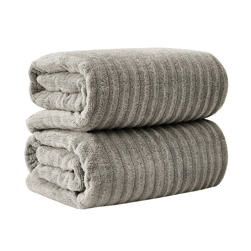 Linery & Co. Combed Cotton Bath Towel Set - Bath Sheet (Pack of 2) - Mid Grey