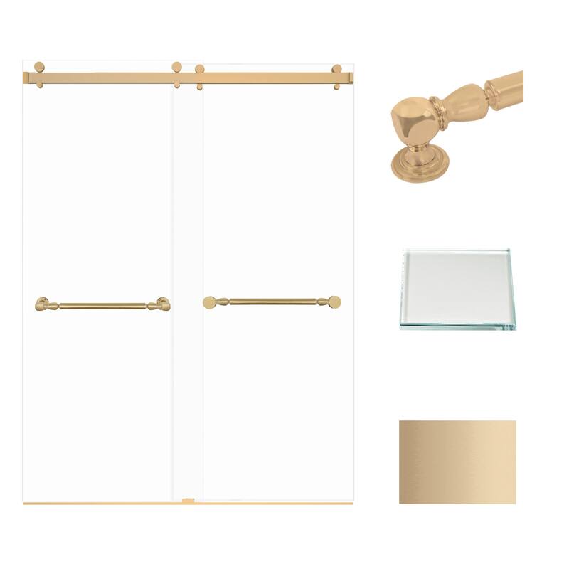 Transolid BYPT608010L-N 80" High x 60" Wide Bypass Frameless Shower - Champagne Bronze