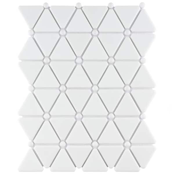 slide 2 of 8, Merola Tile Expressions Treux White 10.13" x 12.86" Glass Mosaic Tile