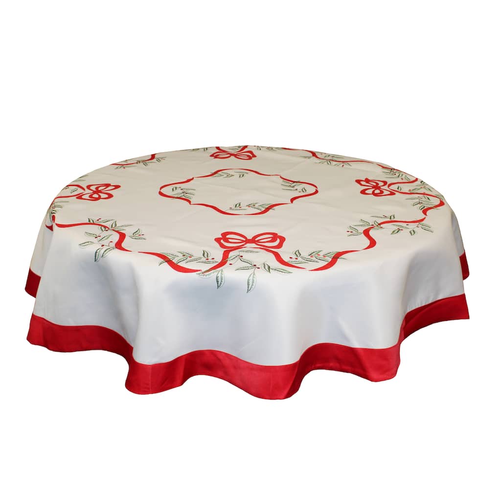 Violet Linen Christmas Holly Leaves Poinsettia Ribbon Bows Pattern