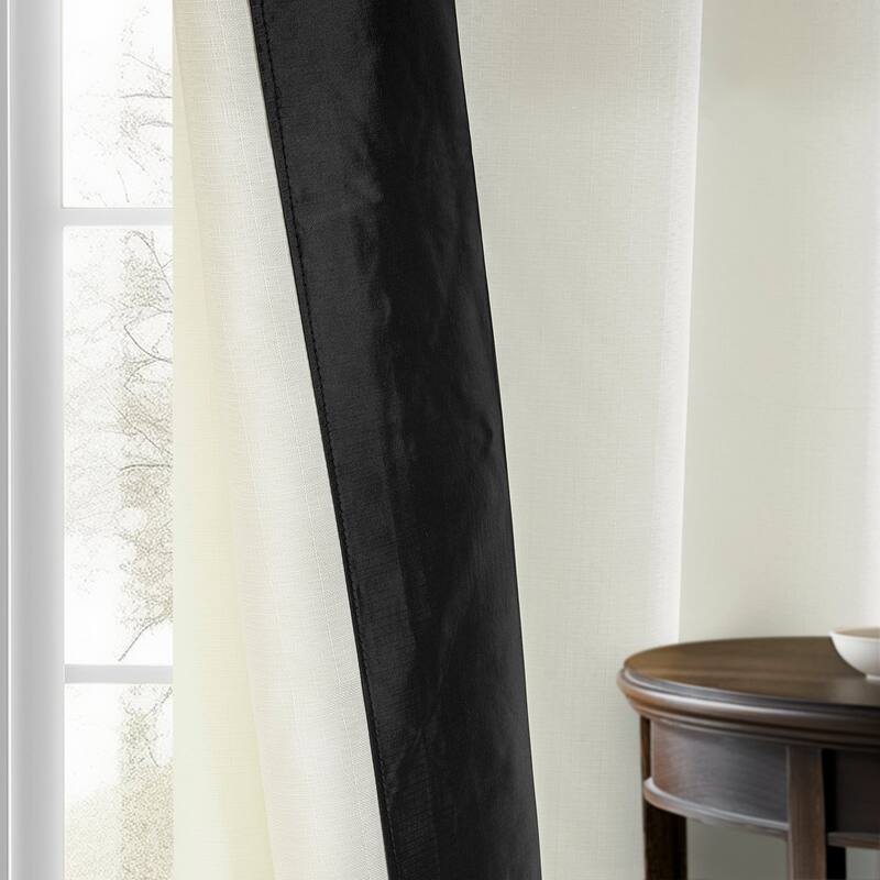 Exclusive Fabrics Fresh Pop Dobby Taffeta Side Bordered Light Filtering Curtains for Bedroom & Living Room Curtains (1 Panel)