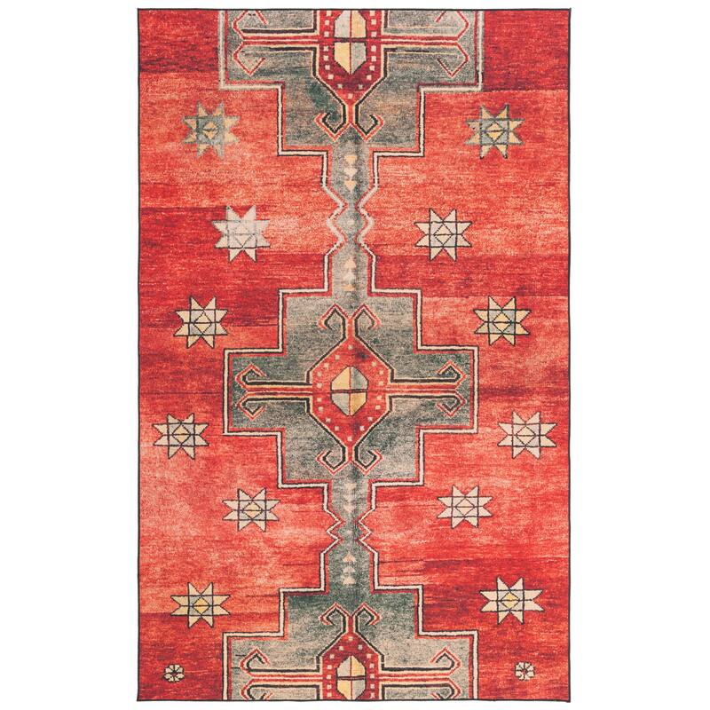 SAFAVIEH Tucson Nermira Transitional Machine Washable Rug - 3' x 5' - Rust/Green