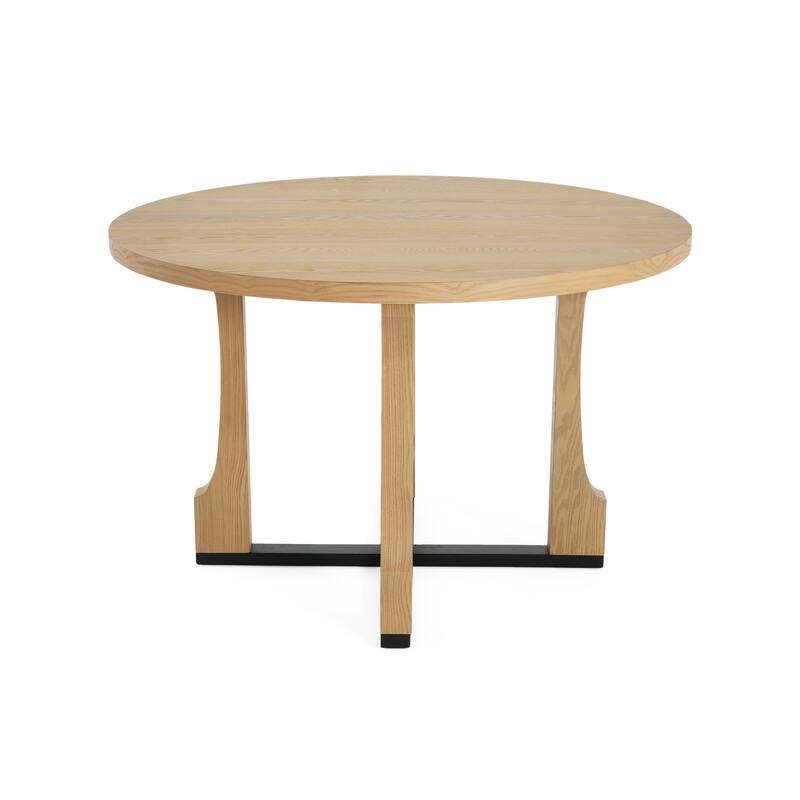 Round Farmhouse Dining Table with Scratch-Resistant Top Kitchen Table with Waterproof Finish for Dining Room