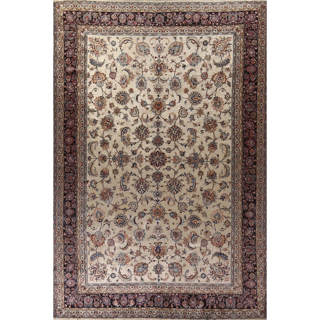 Vegetable Dye Kashmar Large Vintage Persian Rug Handmade Wool Carpet - 11'3" x 16'3"