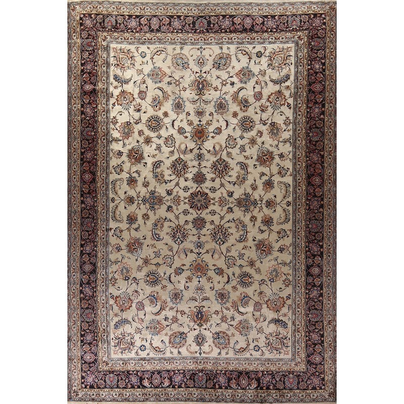 Vegetable Dye Kashmar Large Vintage Persian Rug Handmade Wool Carpet - 11'3" x 16'3"