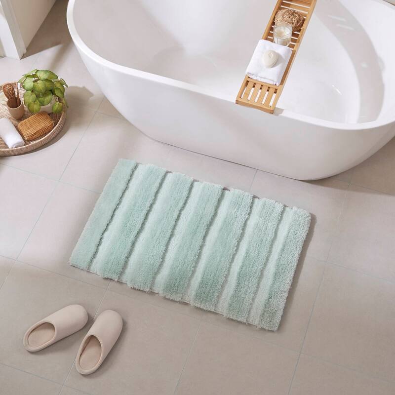 Madison Park Tufted Pearl Channel Solid Bath Rug - 21x34" - Seafoam