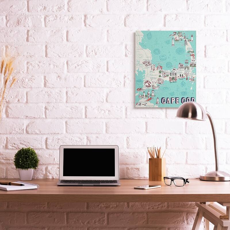 Stupell Cape Cod Massachusetts Nautical Landmark Destination Map Canvas Wall Art Design By Ziwei Li