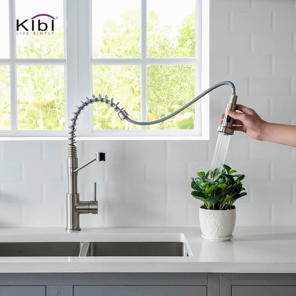 KIBI Pull Out Single Level Brass Kitchen Faucet with Sprayer Chrome