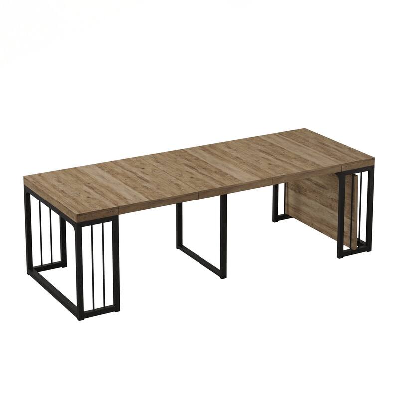 23.62" - 118" Stretching Length, Modern Extendable Dining Table,Seats 2-10 People,,Space-Saving Wood Dining Table for Kitchen
