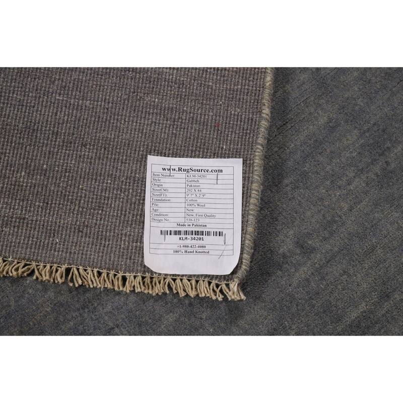 Gray Gabbeh Modern Runner Rug Handmade Wool Carpet - 2'9"x 9'7"