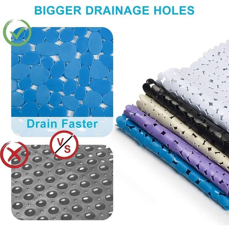 HomeRoots 35" White Spa Pebbles Non Slip Bathtub Mat