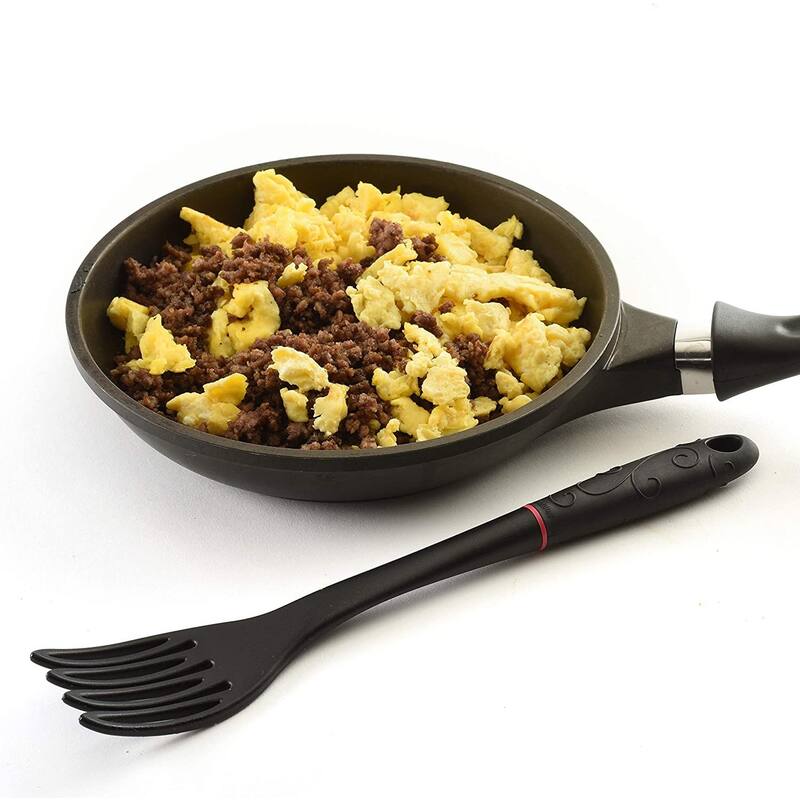 Norpro 11" Grip-EZ Fiskie Fork & Whisk Combo Tool - Mix Stir Blend & Fold - Black