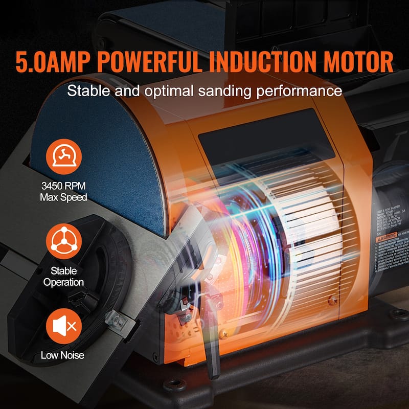 Belt Sander Induction Motor Cast Aluminum Worktable for Woodworking, Metalworking