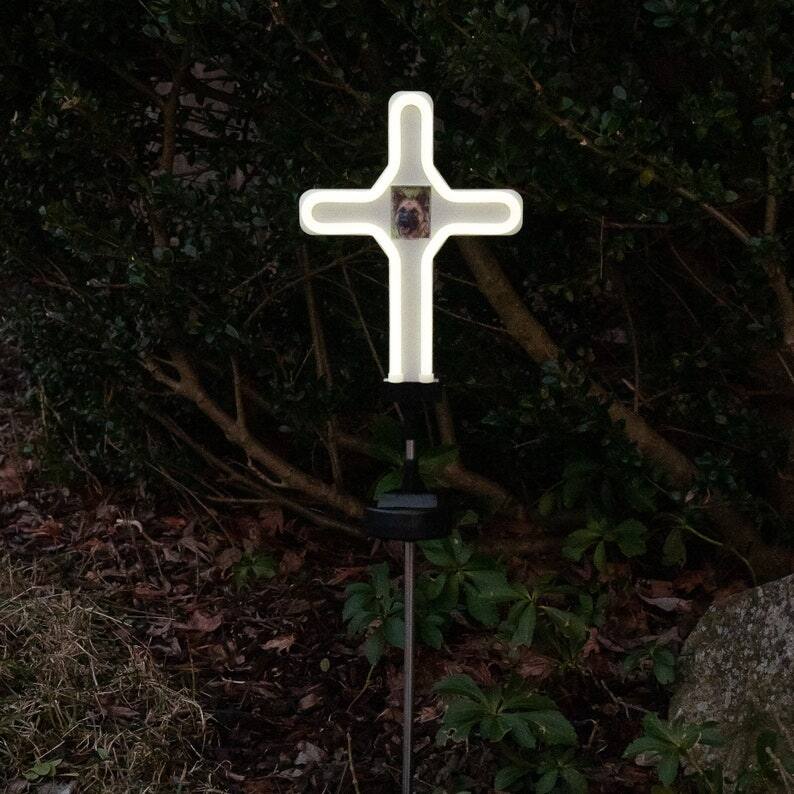 Solar LED Neon Cross Outdoor Garden Decor Stake Light