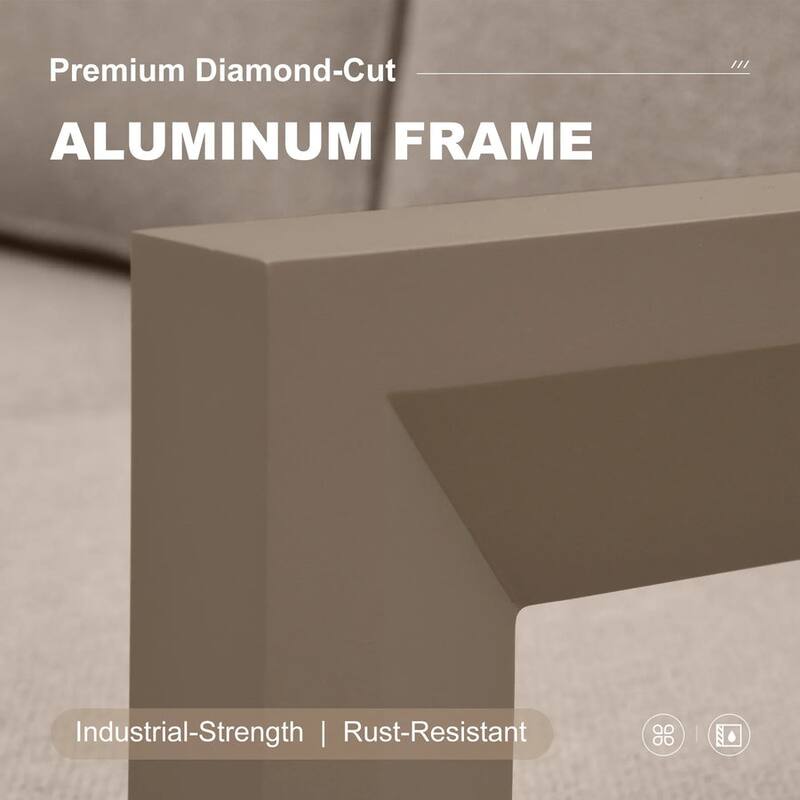 PURPLE LEAF Caesar Open-End Khaki Outdoor Couch with 9.6" Thick for Yard Porch Deck Patio Conversation Sets