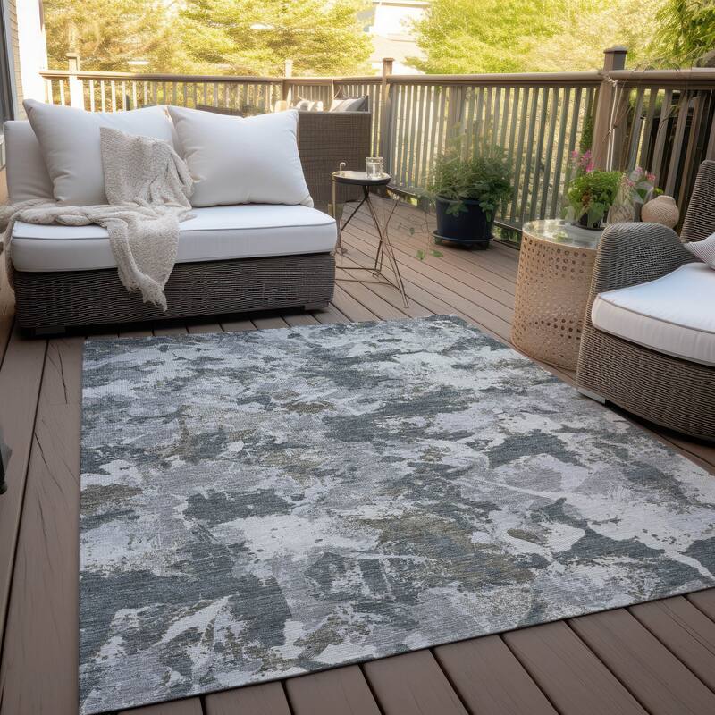 Machine Washable Indoor/ Outdoor Chantille Abstract Contemporary Rug