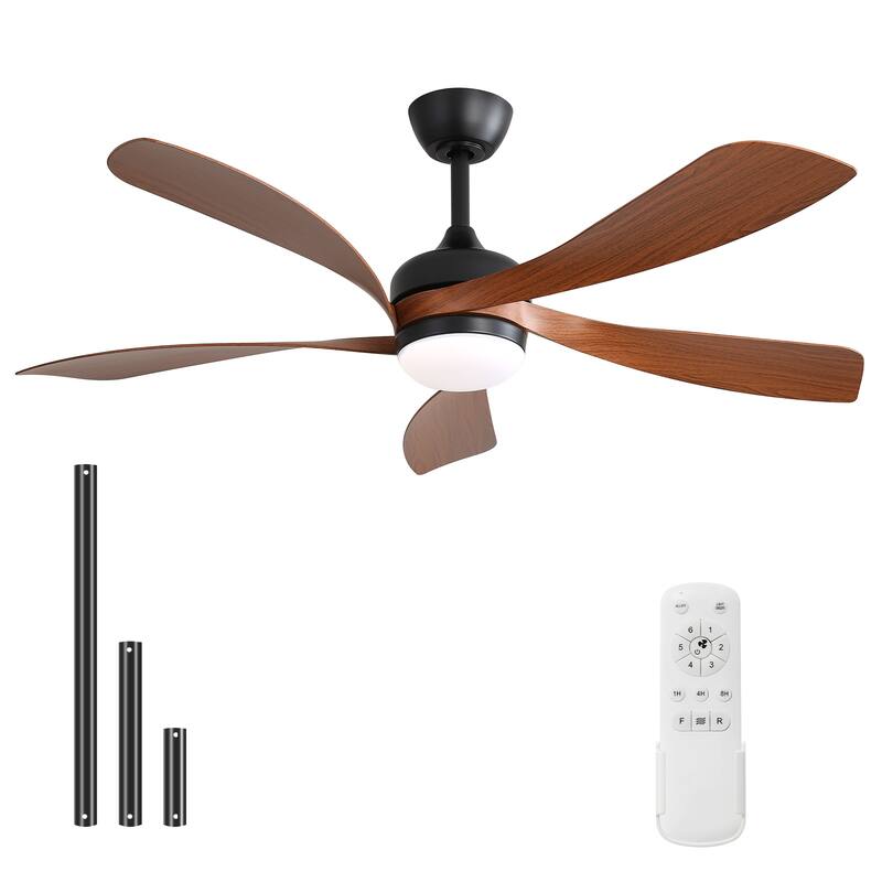 Sofucor 45/52 Inch Ceiling Fan with Remote & Lights Quiet DC Motor 5 Blade High CFM Modern Fan - 52'' Remote Control - Black With Brown