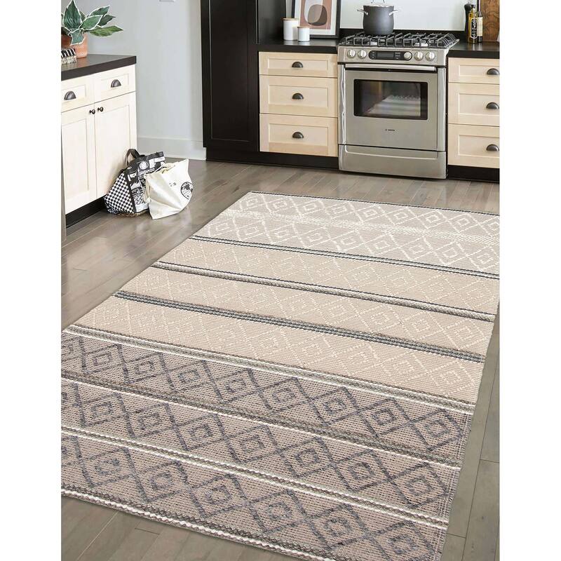 ECARPETGALLERY Braid weave Sienna Grey Wool Rug - 4'11 x 8'2