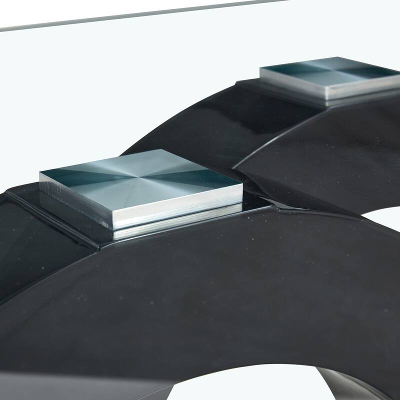 Luxury 7-Piece Dining Table Set 63-Inch Rectangular Glass Table with 6 Faux Leather Chairs Modern Kitchen Dining Table Set for 6