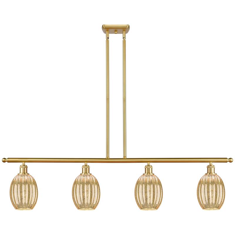 Innovations Lighting Endless Possibilities Ballston - Preston - 4 Light 48" Bulb Shade Stem Hung Island Light - Mercury/Satin Gold