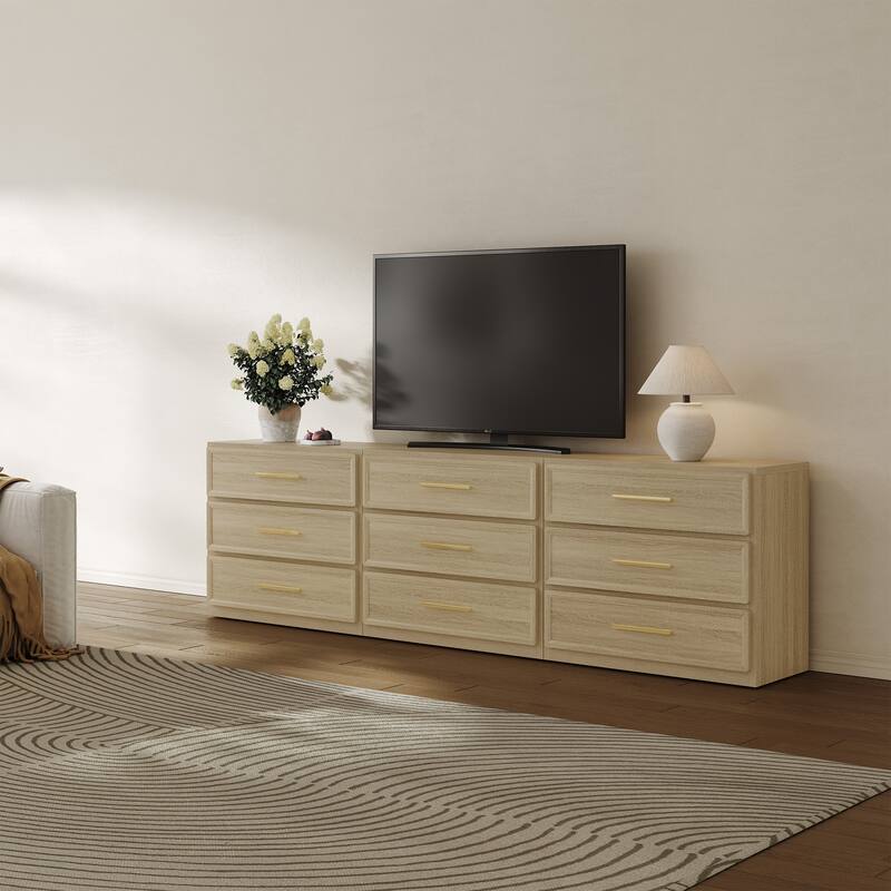 Gold-Accent 3-Drawer Nightstand: Multi-Use for Bedrooms, Guest Rooms & Dressers