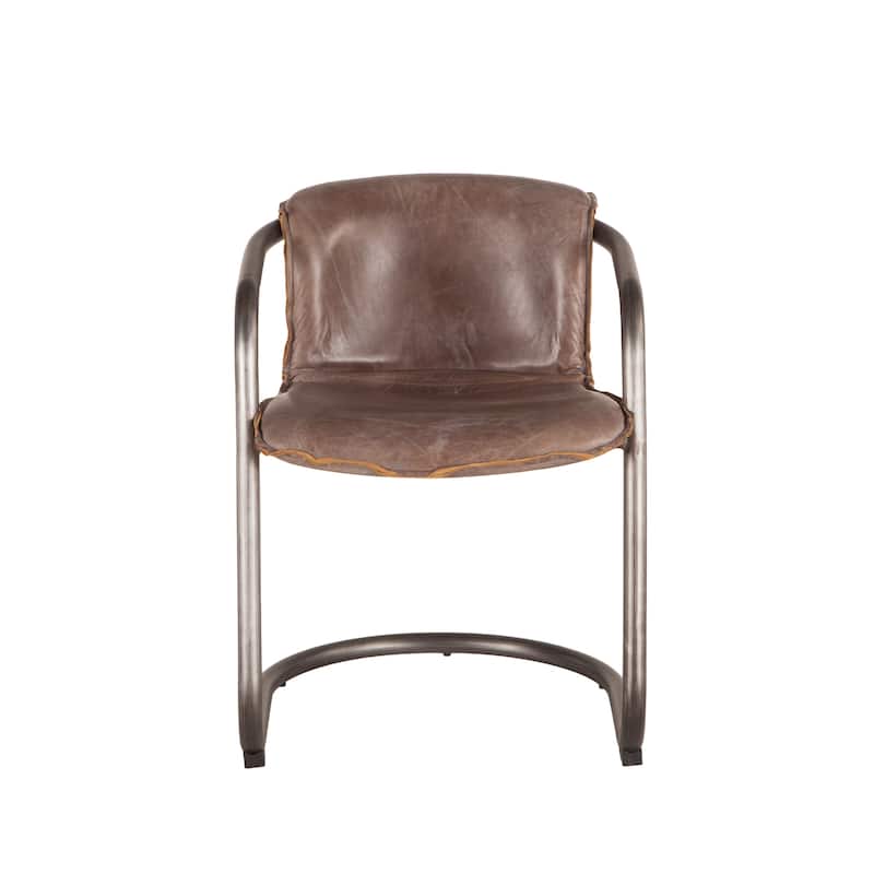 Chiavari Distressed Jet Brown Leather Dining Chair