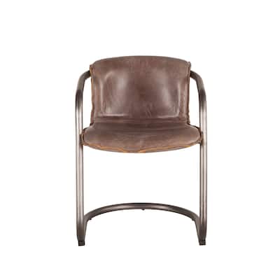 Chiavari Distressed Jet Brown Leather Dining Chair