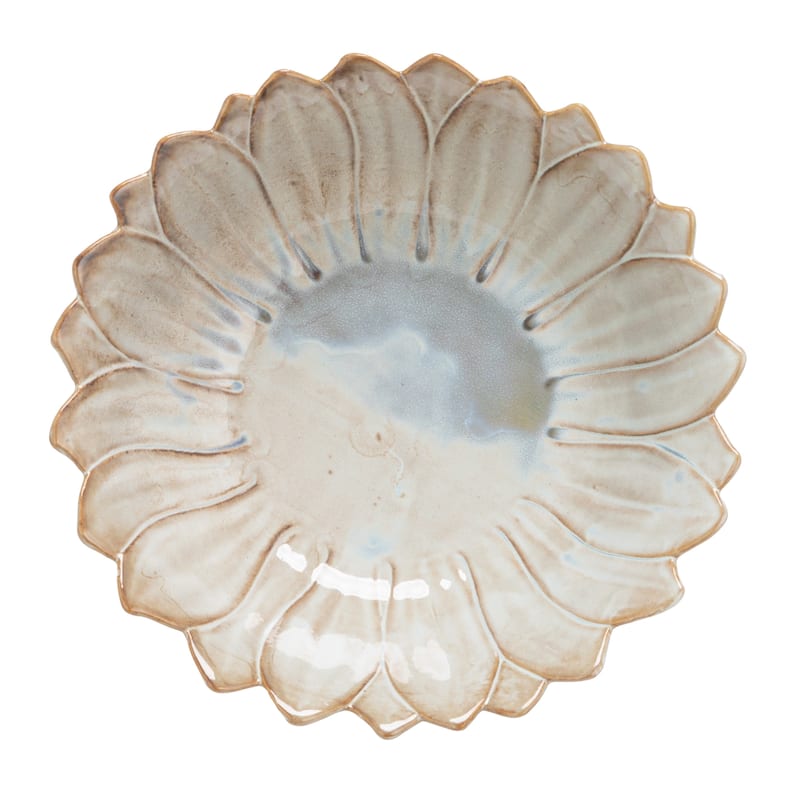 Flower Shaped Stoneware Bowl in Reactive Glaze - 7.88"L x 7.88"W x 2.36"H