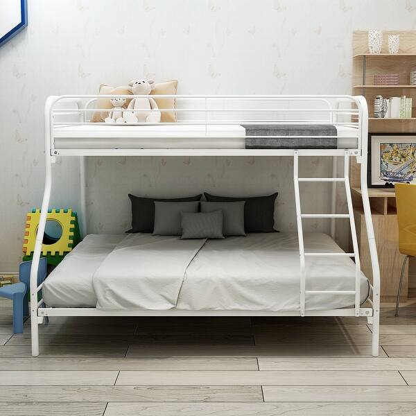 slide 2 of 20, Twin-over-Full Heavy Duty Metal Bunk Bed White