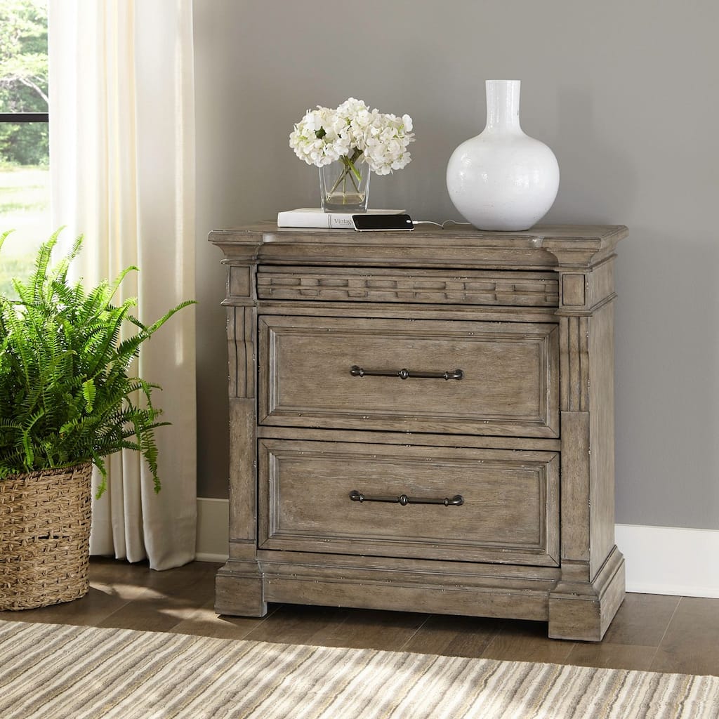 Town & Country Dusty Taupe Bedside Chest with Charging Station