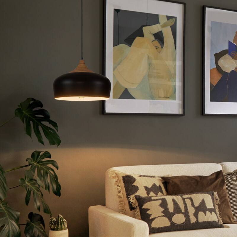 Modern 1-Light Black Dome Kitchen Island Metal Pendant Lights for Dining Room