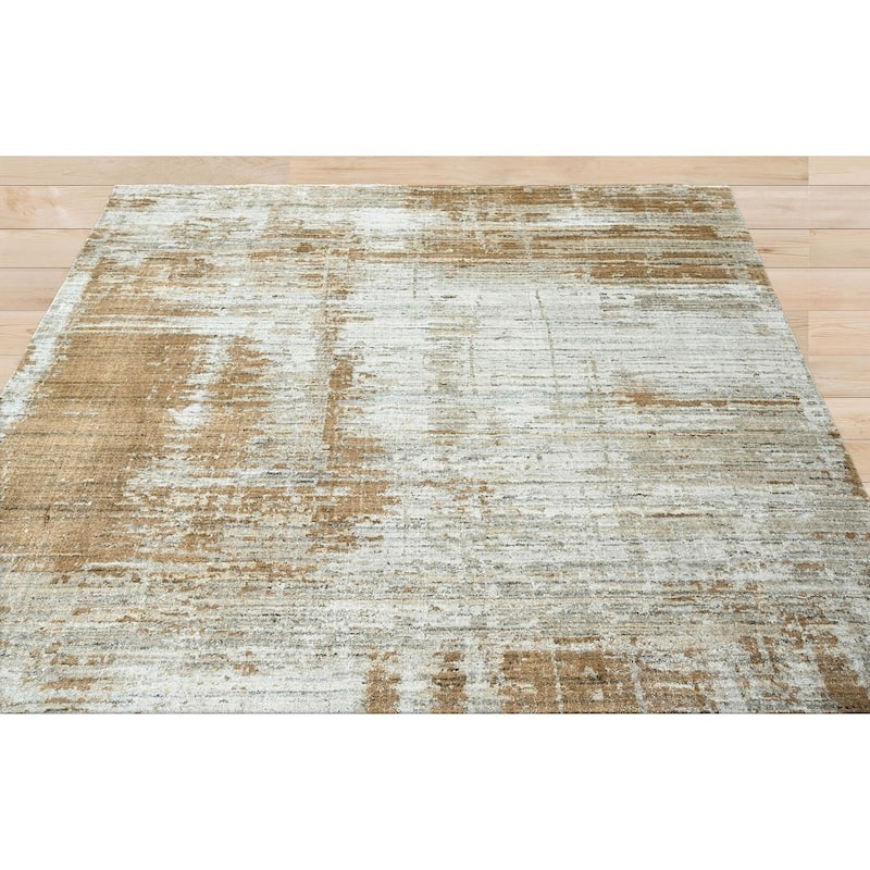 Hand Knotted Oushak 100% Wool Modern Oriental Area Rug Gray, Beige - 7' 7'' x 9' 11''