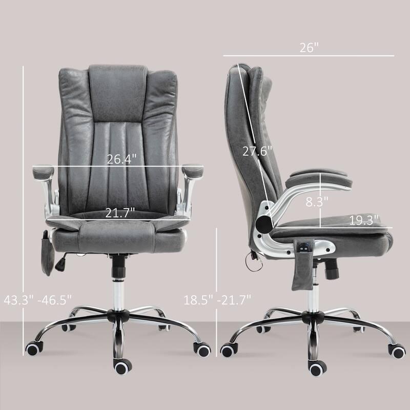 Computer Desk Chair with Flip-up Armrest, Heated Massage Office Chair Ergonomic Chair with Adjustable Height