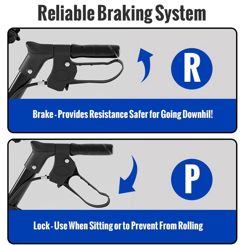 Matinal Foldable Rollator Walkers with Seat for Seniors, 350 lb Capacity, 8'' Big Wheels, 6-Position Height
