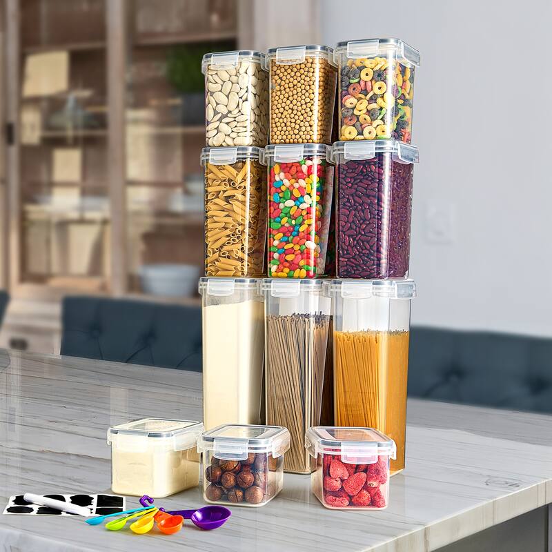 Sorbus Airtight Food Storage Containers with Labels, Marker & Measuring Spoons Kitchen, Pantry Food Organizers - 12 Pack