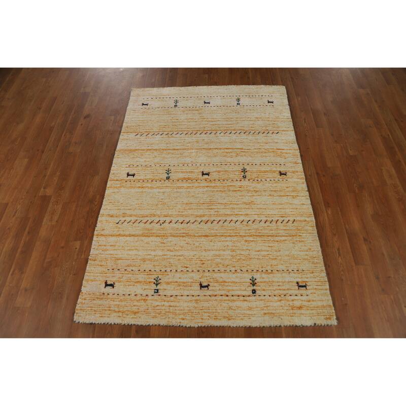 Little Animals Gabbeh Indian Rug Handmade Wool Carpet - 3'10" x 5'9"