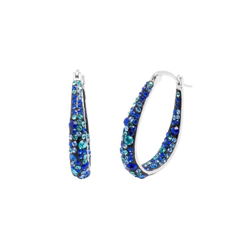 Victoria Townsend Inside Out Blue Crystal Hoop Earrings - Blue - White