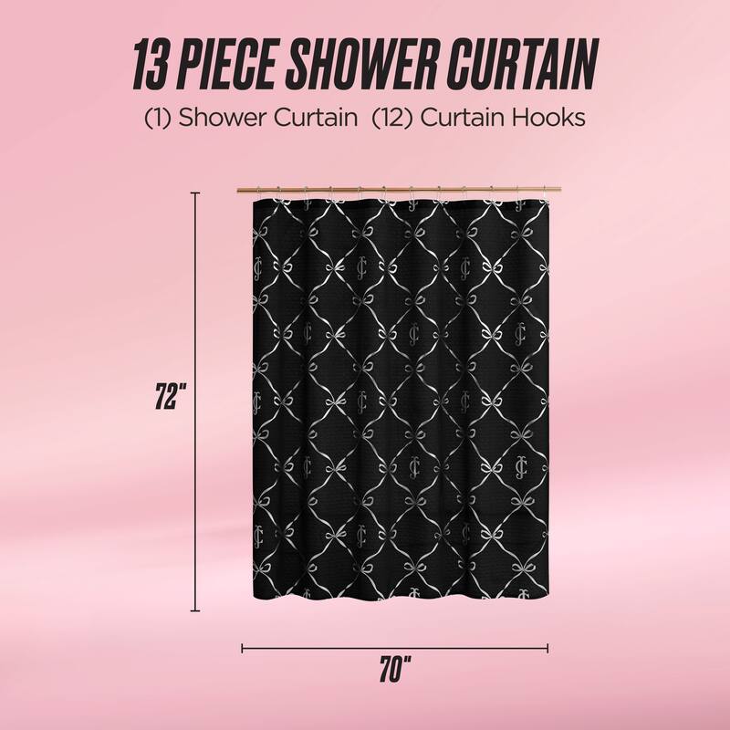 Juicy Couture 13-Piece Shower Curtain and Hooks Set