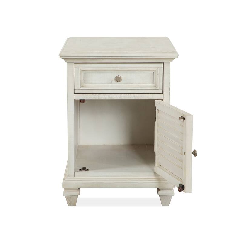 Magnussen Home Newport Alabaster Chairside End Table - 18''W x 24''D x 24''H