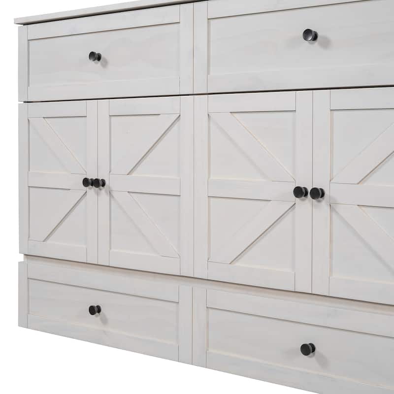 Queen Size Modern Murphy Bed with Storage Drawers and USB