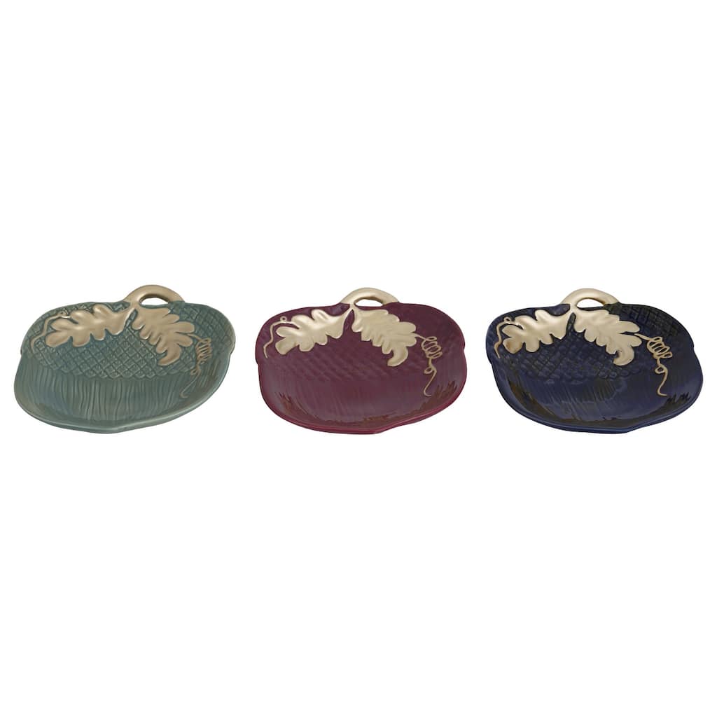 Transpac Ceramic Autumn Elegance Acorn Plate Set of 3 Fall/Harvest Home Decorations