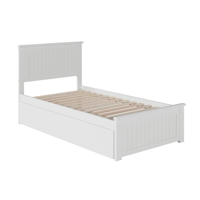 Nantucket Twin Platform Bed with Matching Footboard with 2 Drawers in White