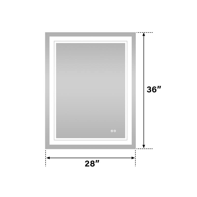 Retangular Wall Mounted LED Bathroom Mirror With Touch Switch Memory Mirror Anti-Fog (Horizontal/Vertical)