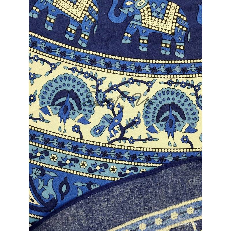 Cotton Palatial Elephant Floral Tablecloth Round