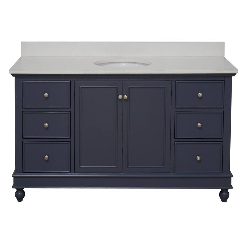 KitchenBathCollection Bella 60" Single Bathroom Vanity with Quartz Top