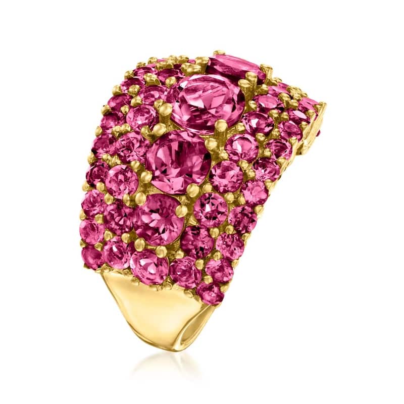 18K YelloW Gold Over Sterling Silver Rhodolite Garnet Ring For Women
