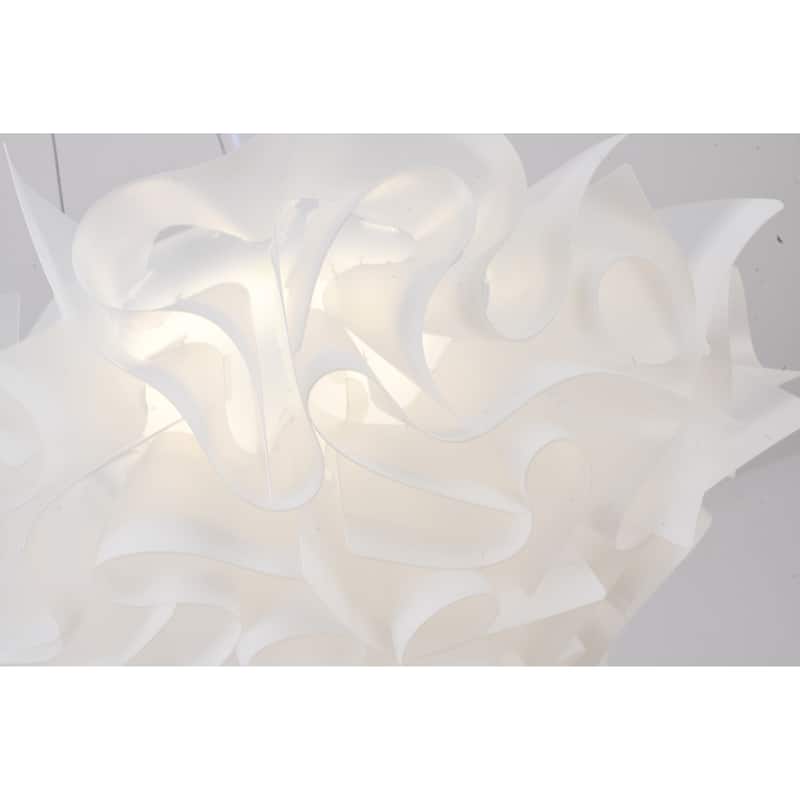 1-Light White Acrylic Cloud LED Chandelier with White Hardware